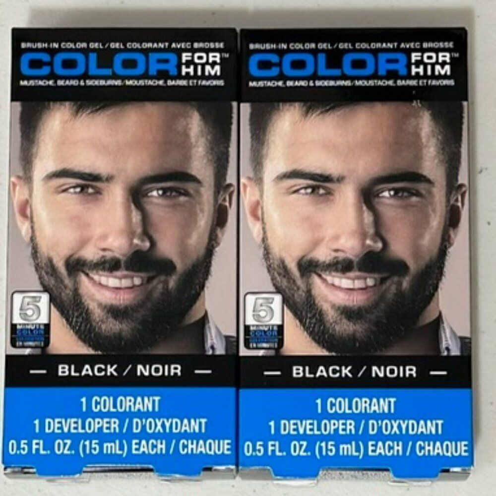NEW Set of 2 Color For Him Black Gel Comb-In Hair Coloring Kits, 0.5-oz.